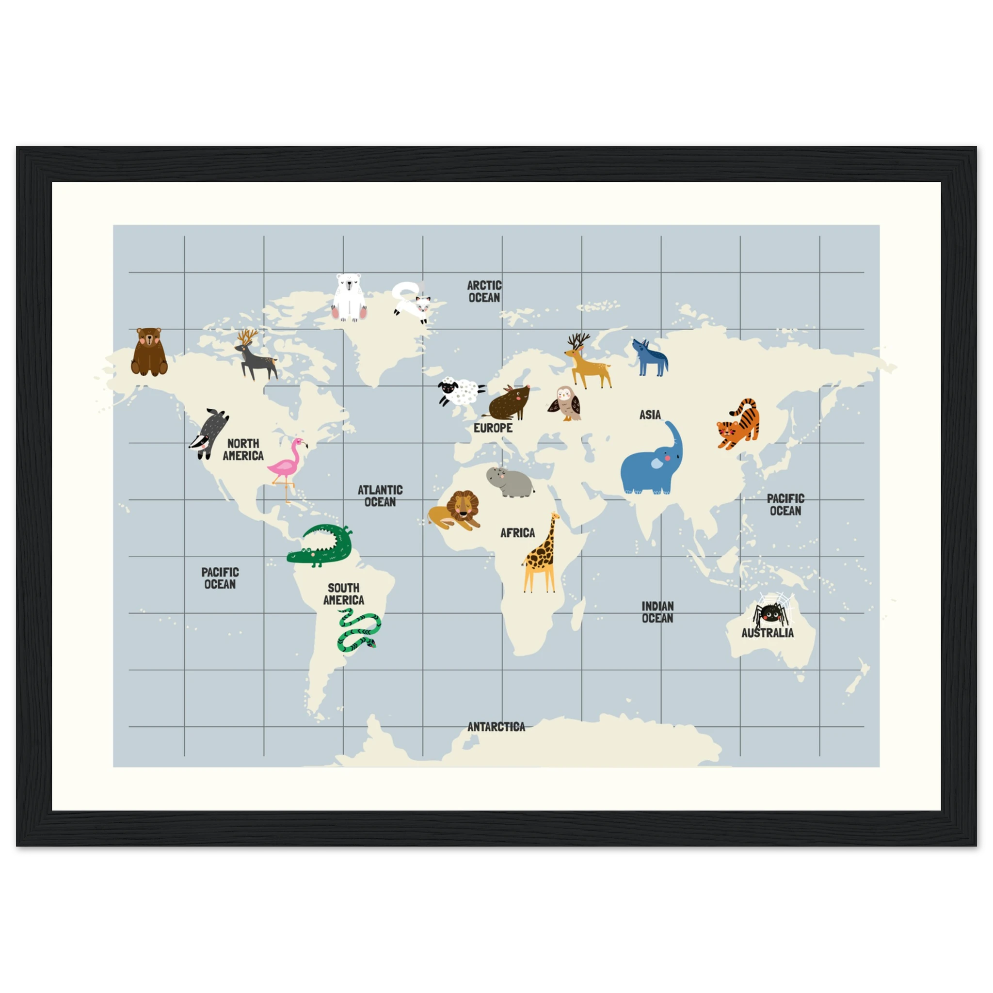 21x29.7 cm / 8x12" - Horizontal - Black frame - Map